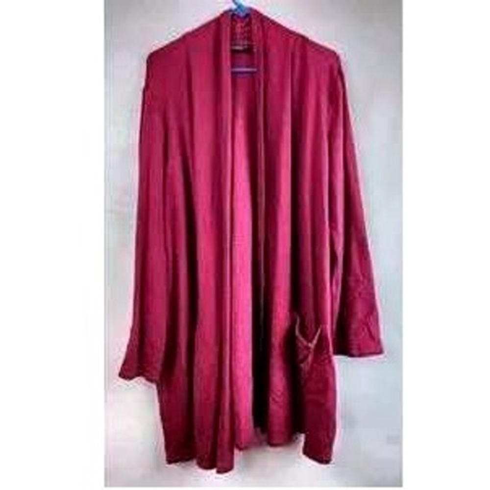 Susan Graver Weekend Cardigan Womens XL Pink Open Long Sleeve Soft Cozy